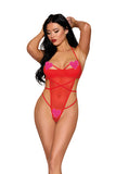 Strappy stretch mesh halter teddy