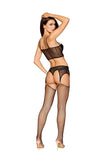 Stretch Faux-Leather Bra and Garter Panty Set