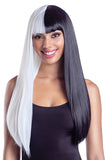 Split Black & White Long Wig – Bold & Striking Dual-Tone Style