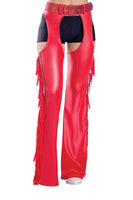 Studded Denier Chaps with Fringe & Matching Glitter Belt – Western Cowgirl Costume