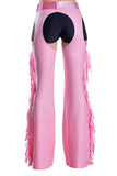Studded Denier Chaps with Fringe & Matching Glitter Belt – Western Cowgirl Costume