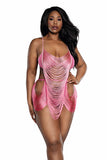 Swagged Fringe Playsuit with Attached Bra and Panty