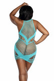 Mesh and Opaque Seamless Knit Mini Dress