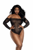 Sheer Shimmery Halter Off-Shoulder Bodysuit