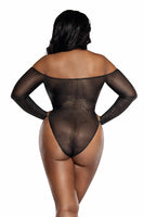 Sheer Shimmery Halter Off-Shoulder Bodysuit