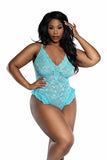 Lace Teddy with Ruffles and Contrast Lace Patterns