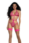 Tiger Mesh Playsuit with Sheer and Opaque Striped Elastic