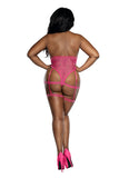 Tiger Mesh Strapped Teddy with Hardware and Opaque Striped Elastic