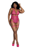 Tiger Mesh Strapped Teddy with Hardware and Opaque Striped Elastic