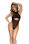 Mesh Halter Neck Teddy with Underboob Detail and High Leg
