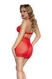 Heart Charm Mesh Dress Set with Halter Neck & Matching Panty