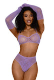 Lace Bralette, Panty & Gloves 3-Piece Lingerie Set