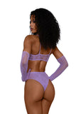 Lace Bralette, Panty & Gloves 3-Piece Lingerie Set
