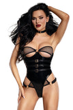 Dom Vinyl Teddy with Fishnet & Gold Hardware
