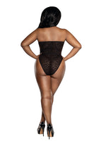 Mocha Leopard Print Flocked Mesh Halter Neck Teddy