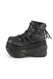 4" Platform Ankle Bootie with Padded Collar, Hook and Loop Straps and Lace-Up Front