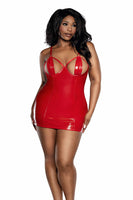 Seduce & Slay Vinyl Bodycon Dress with Cutouts and Matching thong