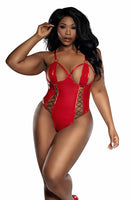 Vinyl Teddy with Cutouts and  Lacing Detail