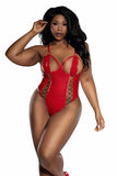 Vinyl Teddy with Cutouts and  Lacing Detail