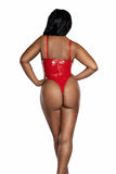 Vinyl Teddy with Cutouts and  Lacing Detail