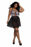 Pearl White & Black Floral Lace Bra & Panty Set with Underwire