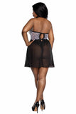 Pearl White & Black Floral Lace Bra & Panty Set with Underwire