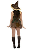Sweet Scarecrow Costume, Printed Denier Dress with Straw Trim, Matching Scarecrow Hat & Twine Trim Belt, Halloween Fall Costume