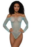 Rhinestone Off Shoulder Bodystocking