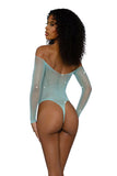 Rhinestone Off Shoulder Bodystocking