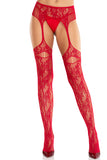 Bloom Net Garter Belt Stockings – Women's Sheer Pantyhose with Attached Garter Belt