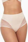 Seamless Tummy Control Striped Design Briefs, Soft Microfiber Full Coverage Underwear with Moderate Compression
