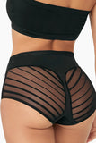 Seamless Tummy Control Striped Design Briefs, Soft Microfiber Full Coverage Underwear with Moderate Compression