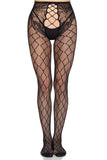 Faux Layer Net Crotchless Tights with Floral Panty Detail (1 PACK 6 PIECES)