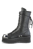Mid-Calf Boots with Silver Chrome Metal Toe Cap and Ornamental Zip Details