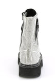 2" Platform Mid-Calf Lace-Up Boots with Rhinestone Covered Upper, Zip Closure Pocket, and Inner Side Metal Zip