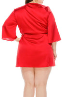 Plus Size Elegant Satin with Lace Detailing Satin Robes