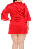 Plus Size Elegant Satin with Lace Detailing Satin Robes