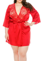 Plus Size Elegant Satin with Lace Detailing Satin Robes