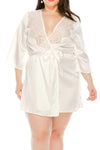 Plus Size Elegant Satin with Lace Detailing Satin Robes