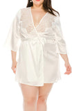 Plus Size Elegant Satin with Lace Detailing Satin Robes