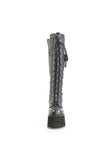 LED Light-Up Ashes Platform Lace-Up Knee-High Boot with Side Zip