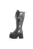 LED Light-Up Ashes Platform Lace-Up Knee-High Boot with Side Zip