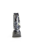 5" LED Light-Up Star Cutout Platform Wedge Stretch Ankle Boot with Heart Chain and Back Zip