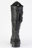 Chunky Heel Square-Toe Platform Knee High Boots with Cargo Pocket