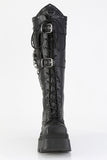 Chunky Heel Square-Toe Platform Knee High Boots with Cargo Pocket