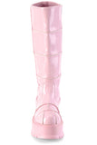 2" (51mm) Platform Knee High Boots with Patching Details & Inner Side Metal Zip Closure