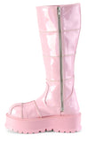 2" (51mm) Platform Knee High Boots with Patching Details & Inner Side Metal Zip Closure