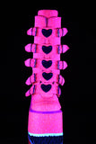 Platform Mid-Calf Boots with 5 Buckle Straps and Heart-Shaped Metal Plate Details