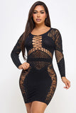 Celeste Rhinestone Lace Mesh Mini Dress