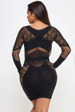 Celeste Rhinestone Lace Mesh Mini Dress